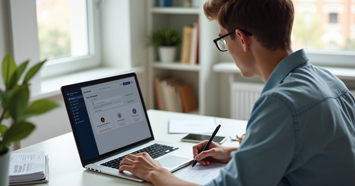 Pessoa estudando curso online gratuito com certificado em laptop