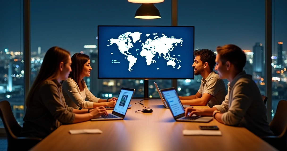 Grupo de estudantes brasileiros em videoconferência estudando cursos online com certificados na tela